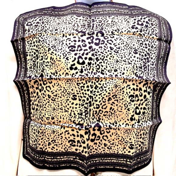 New Unused G ivechy Mini Scarf cotton 19.5 " Brown Black Leopard printed (96 - Picture 3 of 6